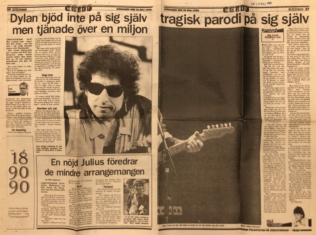 28 maj 1989 Bob Dylan pressklipp