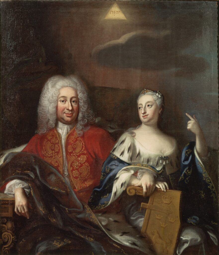 Georg Engelhard Schröder: Fredrik I, 1676-1751, konung av Sverige och hans gemål Ulrika Eleonora d.y., 1688-1741, drottning av Sverige.